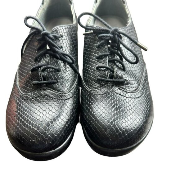 Alegria Etta Black Burnosh Snakeskin Wedge Lace Oxfords Shoes Size 9.5 / 40 - Picture 2 of 12